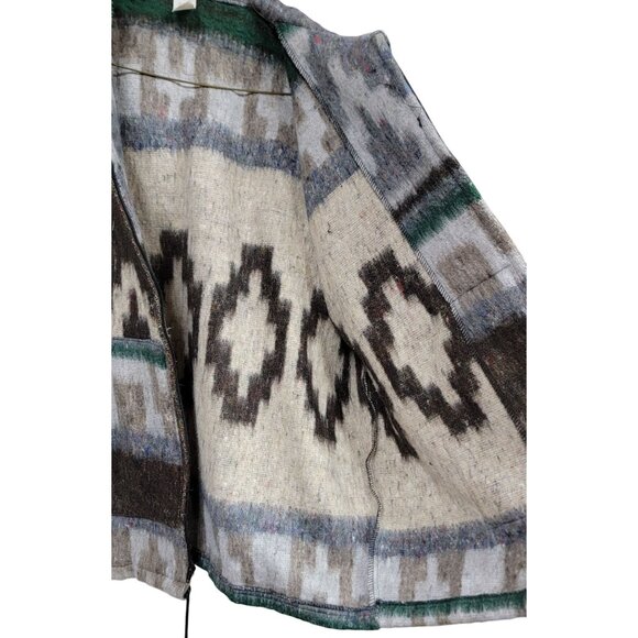Molina Indian Drawin Southwestern Aztec Zip Up Fleece/Felted Jacket Vintage - Picture 5 of 12